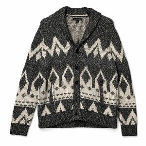 Banana Republic Geometric Knit Cardigan Heavyweight Sweater Shawl Grandpa Cabin